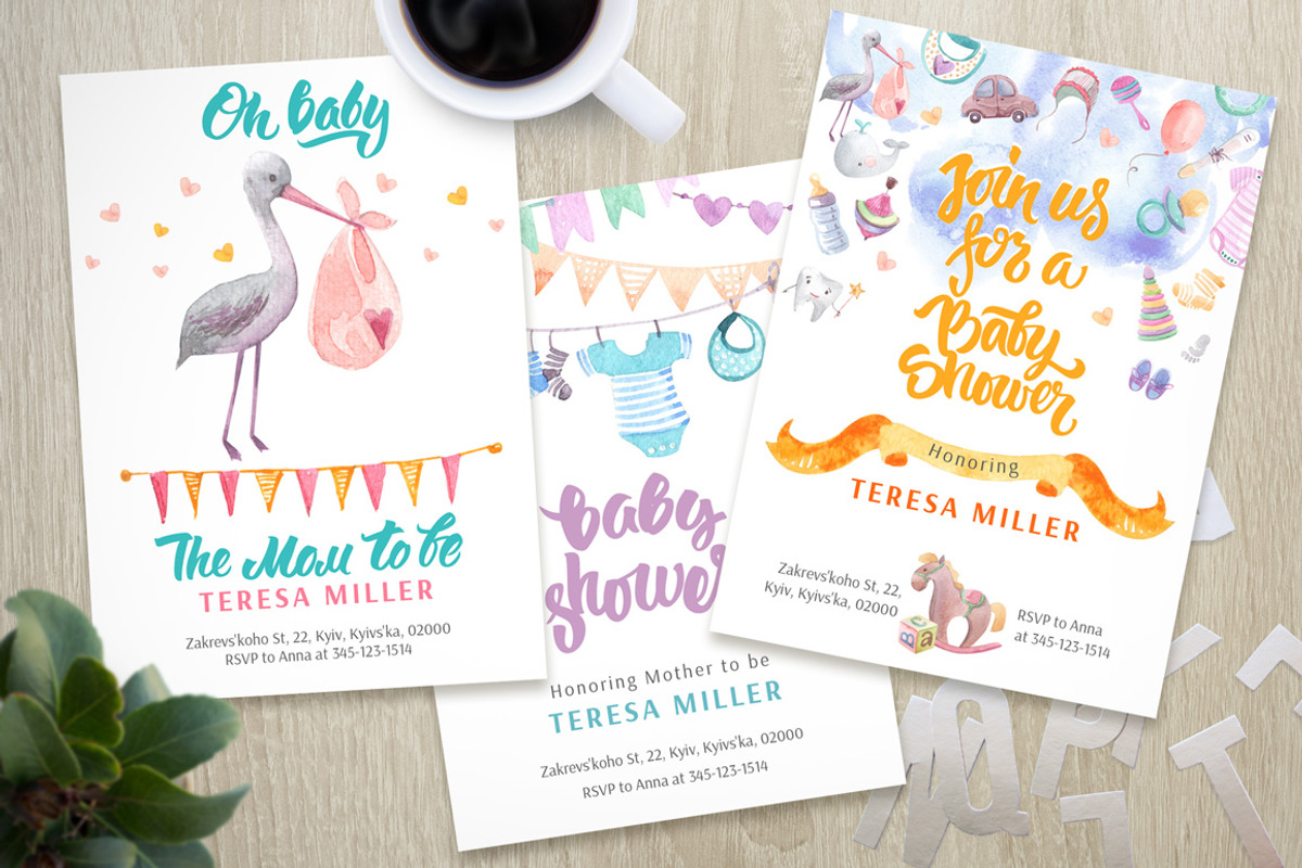 Baby shower watercolor collection, an Object Illustration by soolima (Photo 5 of 6)