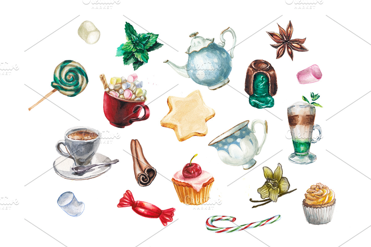 Watercolor delicious colllection, a Pattern Graphic by lenavetka87 (Photo 1 of 3)