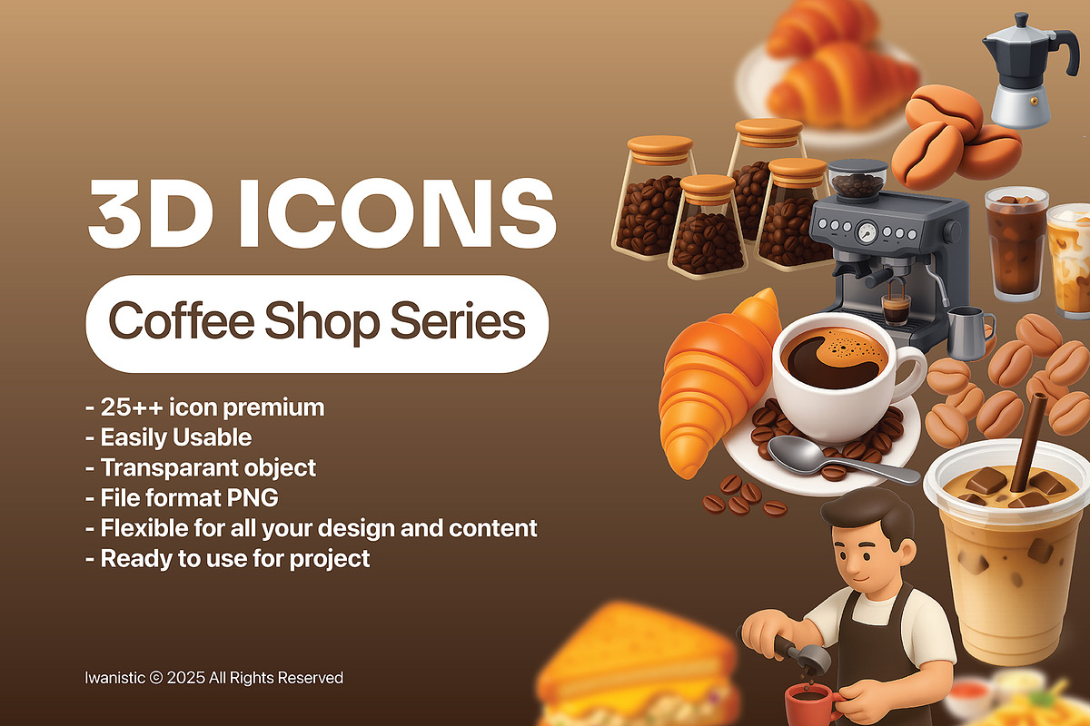 3D Icons Pack Coffee Shop Series, an Icon by Iwanistic (Photo 1 of 5)