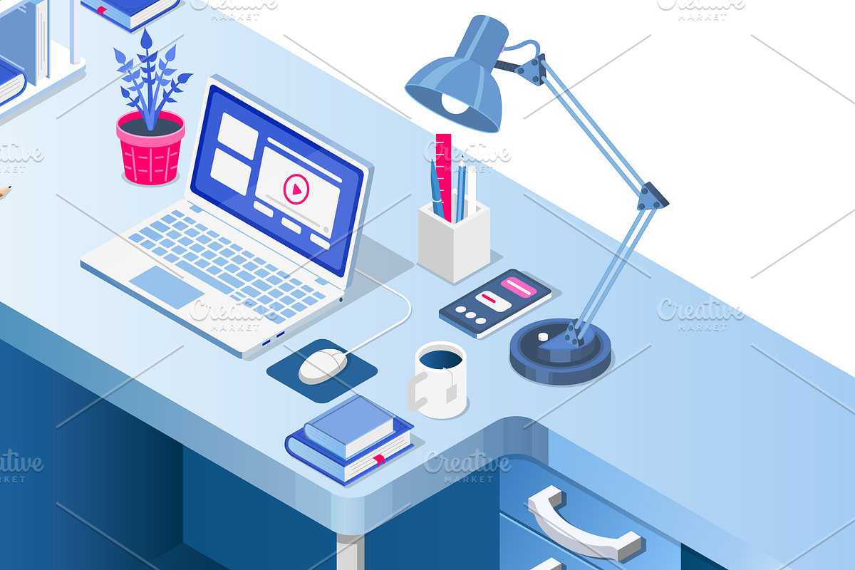 Study desk with laptop, an Education Illustration by Yayasya (Photo 2 of 3)