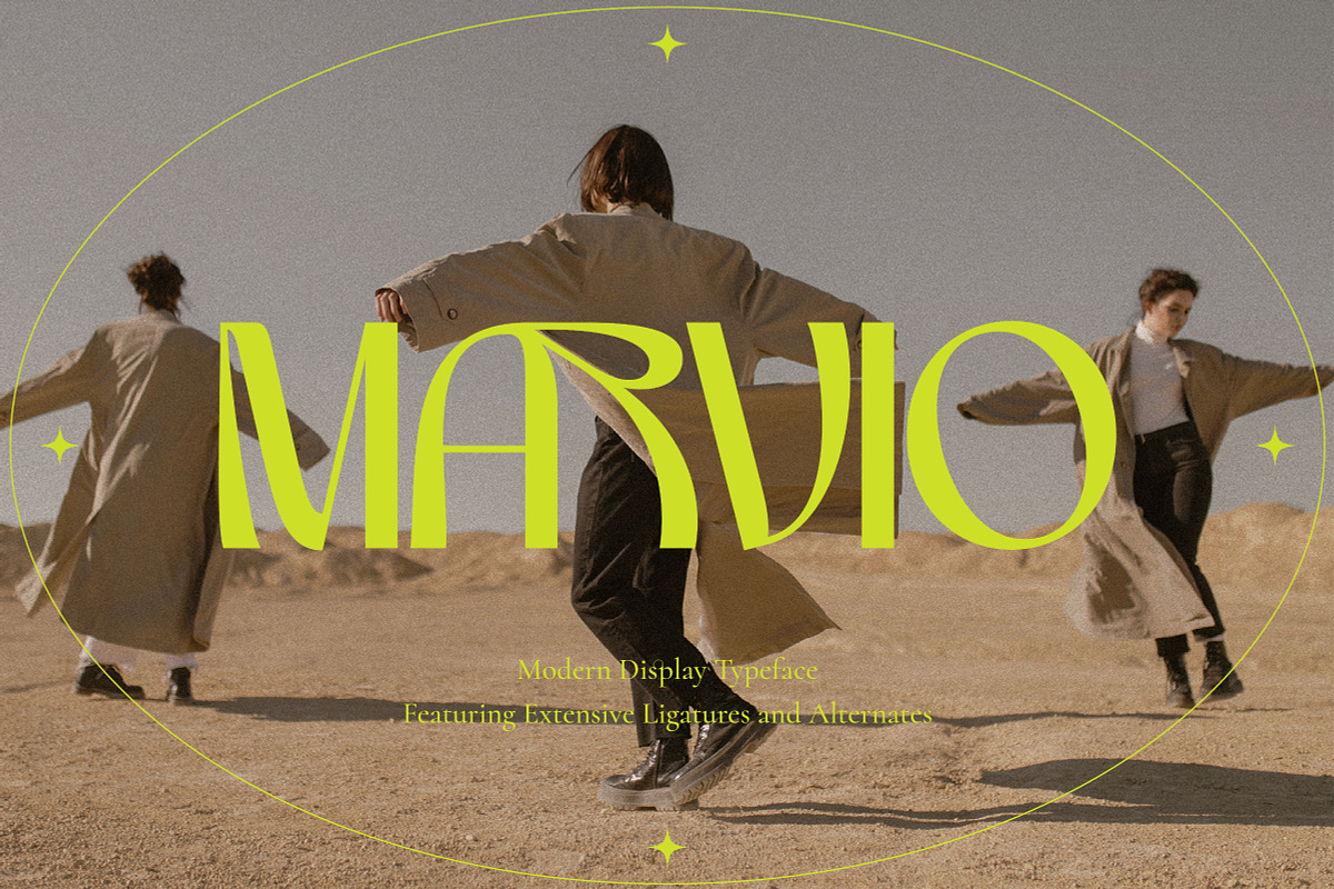 Marvio - Modern Display Typeface, a Font by Surplus Type Co (Photo 1 of 11)
