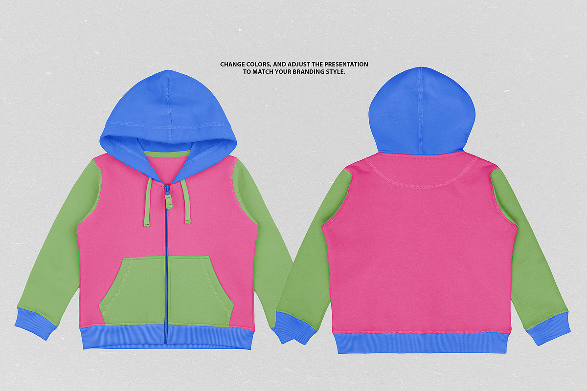 Realistic Zip Up Hoodie Kids mockup, a Hoody Mockup by Uncentrifuged Pressure (Photo 4 of 5)