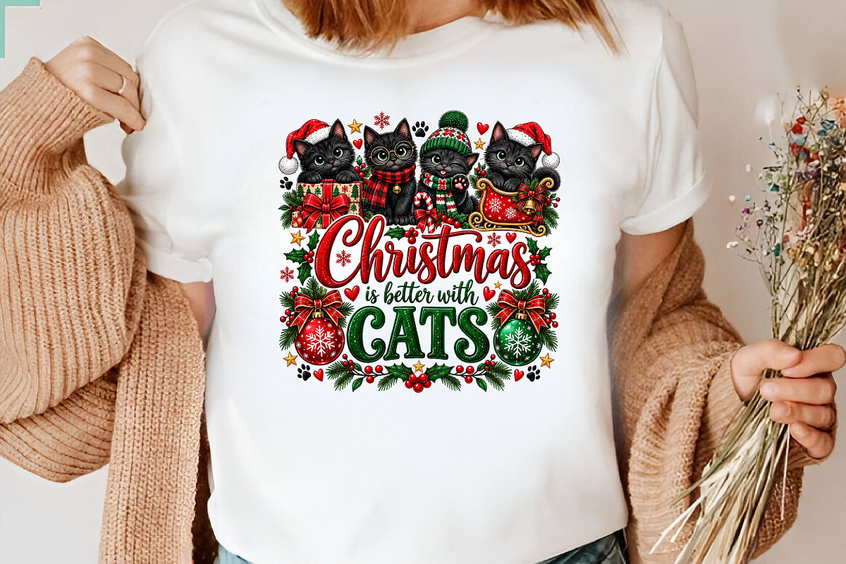 Christmas is Better Black Cats PNG, a Seasonal Illustration by CraftArtStudio (Photo 3 of 4)