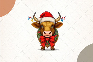 Christmas Cow PNG Sublimation, an Illustration by Watercolor design