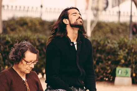 Outdoor meditation stock picture, a Health & Medical Photo by simonalimona