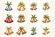 Holiday Bells and Holly Clipart, an Illustration by CrexoraLab (Thumbnail 2 of 5)