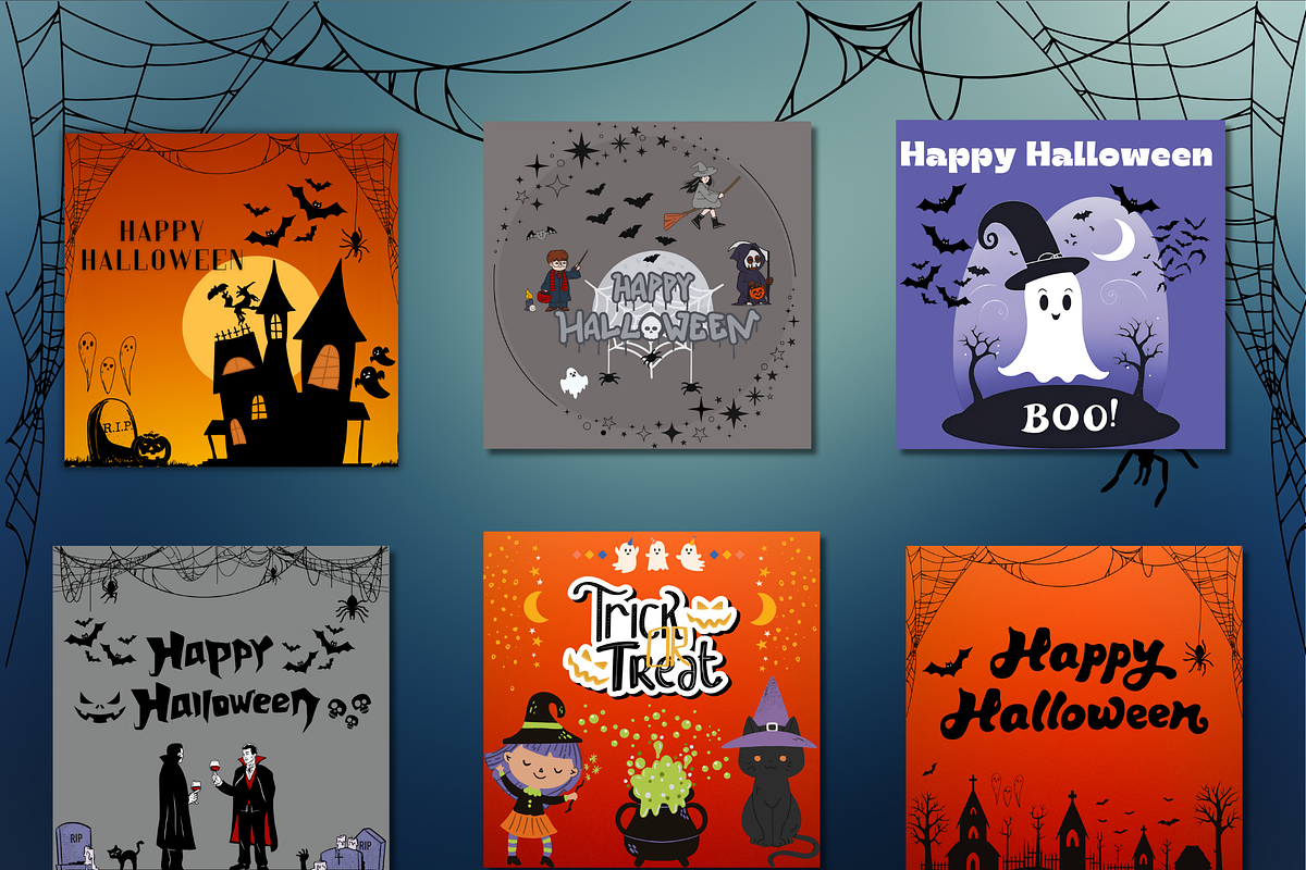 Spooky & Stylish Halloween Cards Set preview 3
