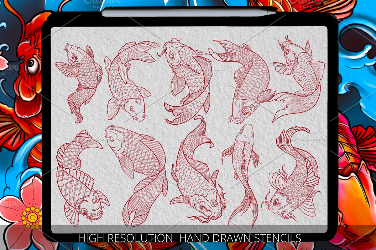 Koi fish tattoo | Japan tattoo kit, a Brushes & More by Tattoo Worker Studio (Photo 8 of 10)