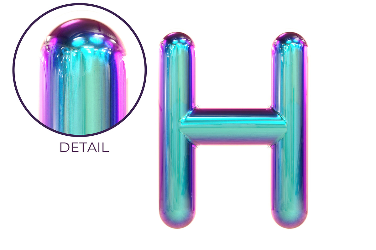 Iridescent Glass 3D Type Alphabet, an Object Graphic by Transfuchsian (Photo 7 of 8)