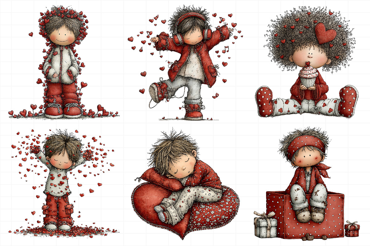 Quirky Valentine Boy Clipart, an Illustration by Daily.Designs (Photo 3 of 7)