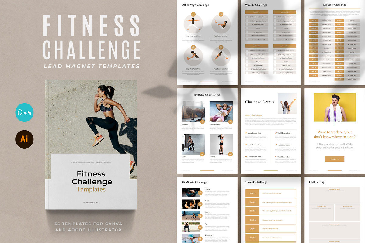 Fitness Challenge Lead Magnets CANVA, a Templates & Theme by AndrewPixel (Photo 1 of 10)
