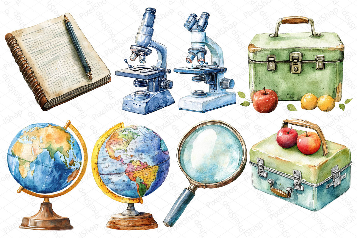 Watercolor Fun School Activities Cli, an Illustration by DreamPrint404 (Photo 6 of 6)