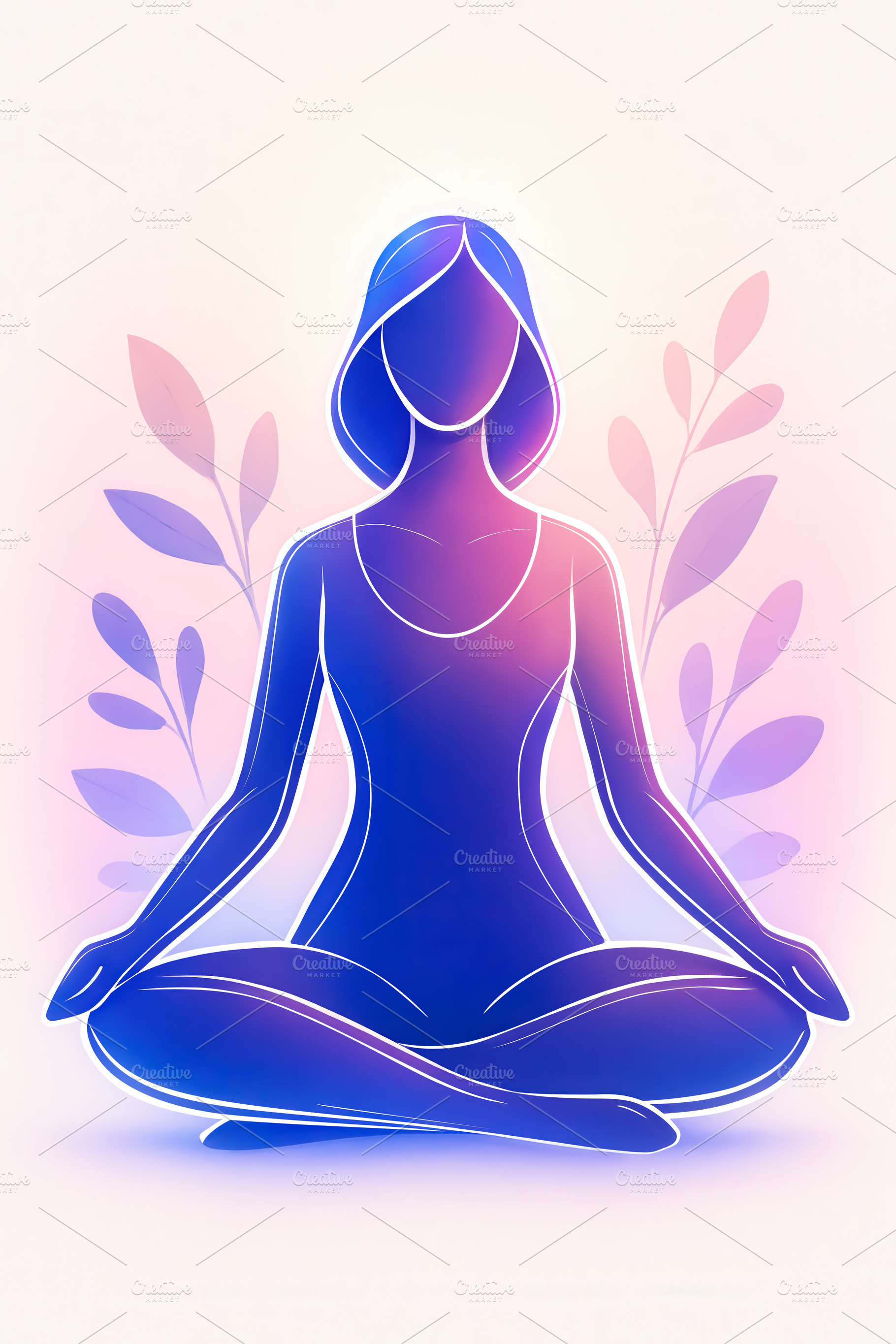 Silhouette of a Woman Meditating, a Sports & Recreation Photo by angellodeco