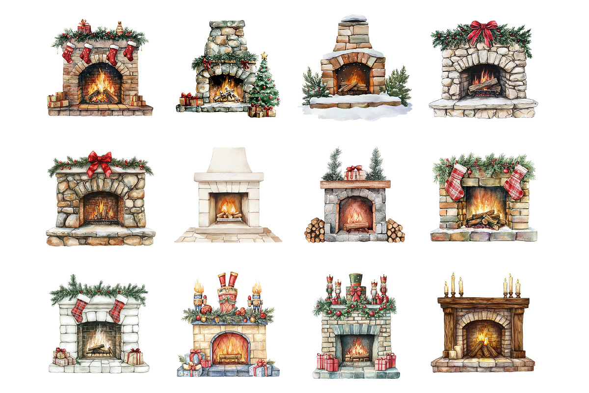 Christmas Fireplace Clipart, an Illustration by Design Market (Photo 3 of 3)