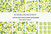 8JPG WATERCOLOR LEMON PATTERNS BG, a Pattern Graphic by Vachira Digital Studio (Thumbnail 1 of 2)
