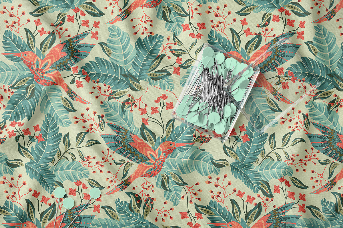 Tropical Exotic Boho Bird Pattern, a Pattern Graphic by StudioGlouna (Photo 3 of 6)