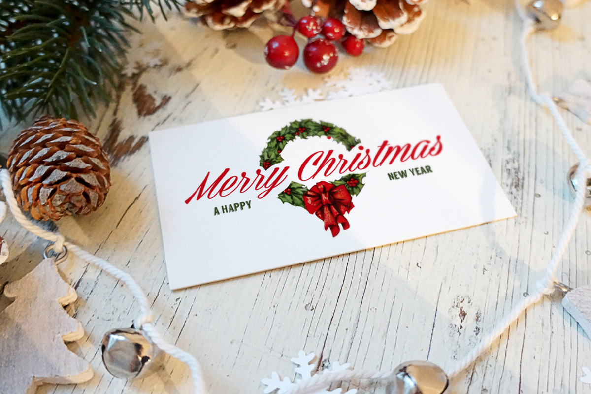 Christmas New Year Card Mockup, a Print Template by Amris (Photo 2 of 5)