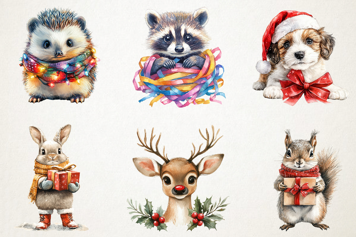 Cute Christmas Critters Clipart, an Illustration by RobertsArt (Photo 7 of 7)