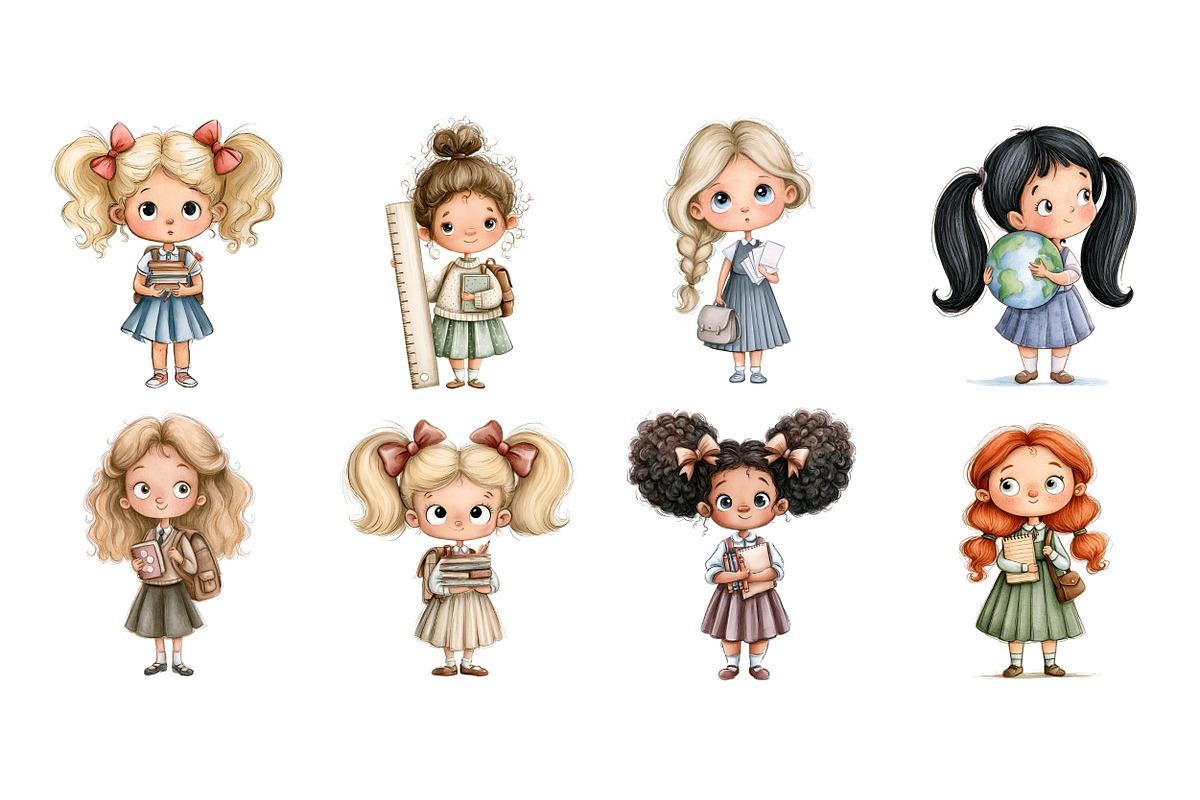 Back to School Kids Clipart, an Education Illustration by Nicolle's Colorful Art (Photo 6 of 6)