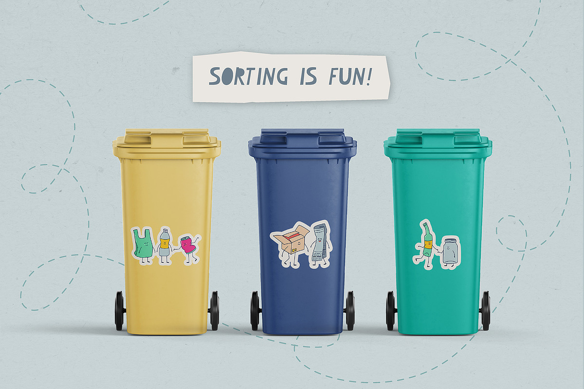 Waste sorting stickers, a Decorative Illustration by Popova (Photo 5 of 6)