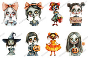 Quirky Halloween Girl Clipart Zombie, an Illustration by designcity5 (Thumbnail 2 of 5)