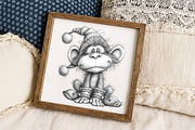 Christmas Monkey Sketch Art Clipart, an Illustration by Libby Wishes (Thumbnail 3 of 7)
