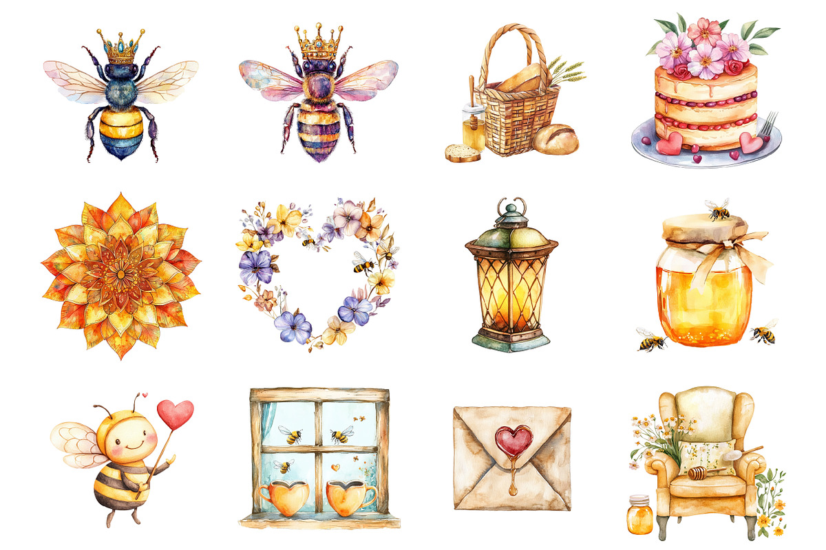 Bee My Valentines Clipart, an Illustration by Design Market (Photo 3 of 4)