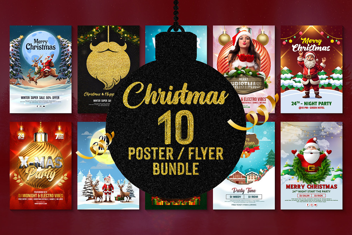 Christmas Bundle Vol.1, a Poster Template by Black Spade Design (Photo 1 of 6)