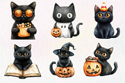 Halloween Whimsical Black Cat Clipar, an Illustration by Dream Creation (Thumbnail 5 of 7)