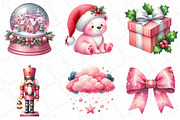 Watercolor Pink Christmas Clipart, an Illustration by DreamPrint404 (Thumbnail 4 of 6)