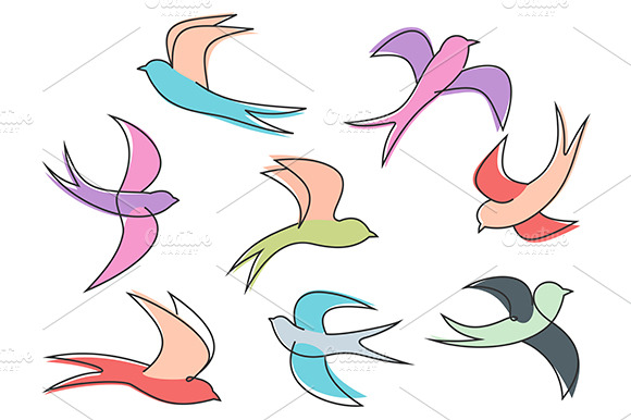 Graceful Flying Swallow Birds