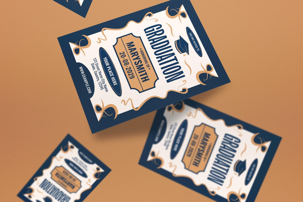 Blue Graduation Party Invitation, an Invitation Template by graphicook (Photo 2 of 3)