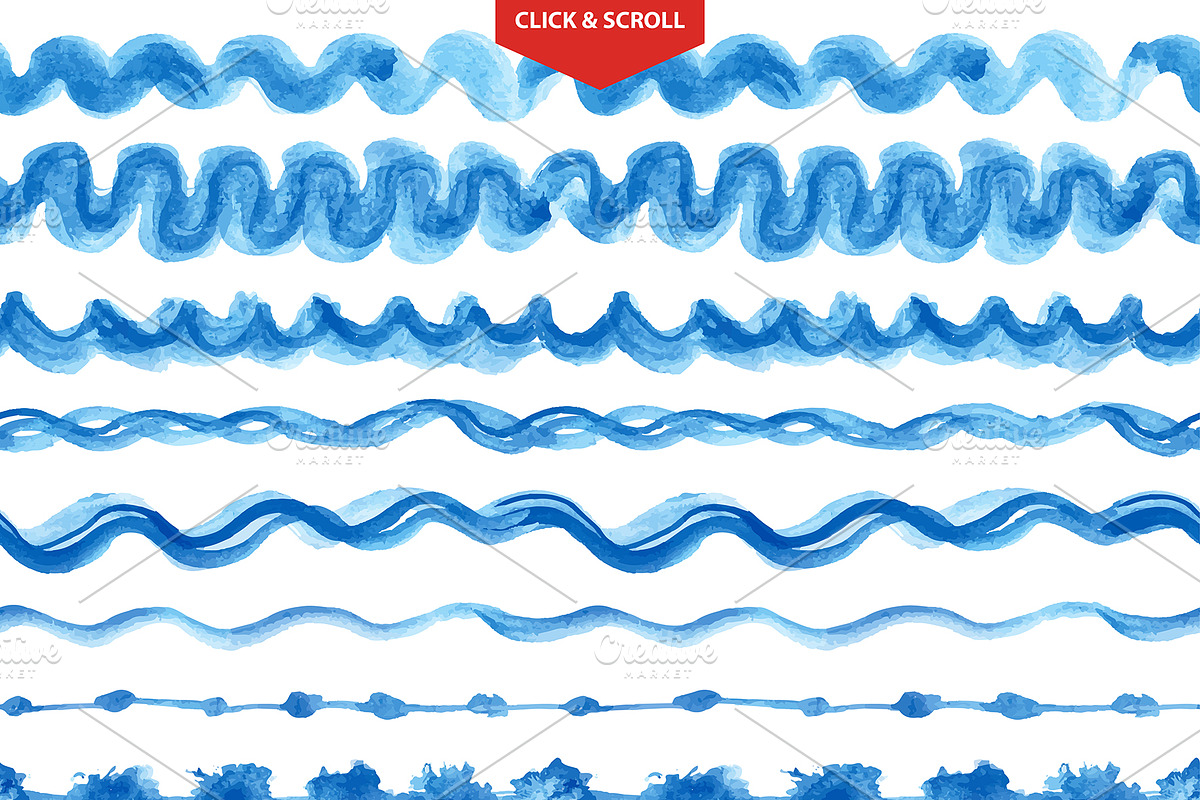 Watercolor VECTOR pattern brushes, a Brush Add-On by Tatianakost49 (Photo 3 of 9)