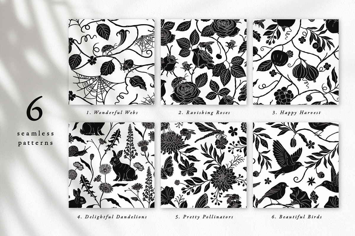 Shadow Garden Vector Collection, a Decorative Illustration by rouxsupplyco (Photo 2 of 17)