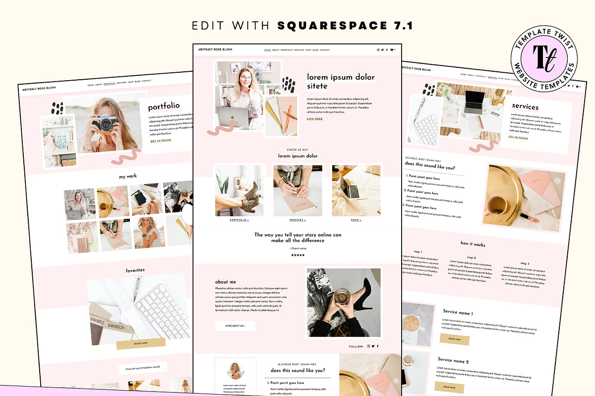 Pink Squarespace Website Template, a Squarespace Template by Template Twist Shop (Photo 3 of 10)