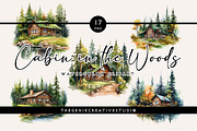 Cabin in the Woods PNG Clipart, an Object Illustration by Geniecreativestudio (Thumbnail 1 of 9)