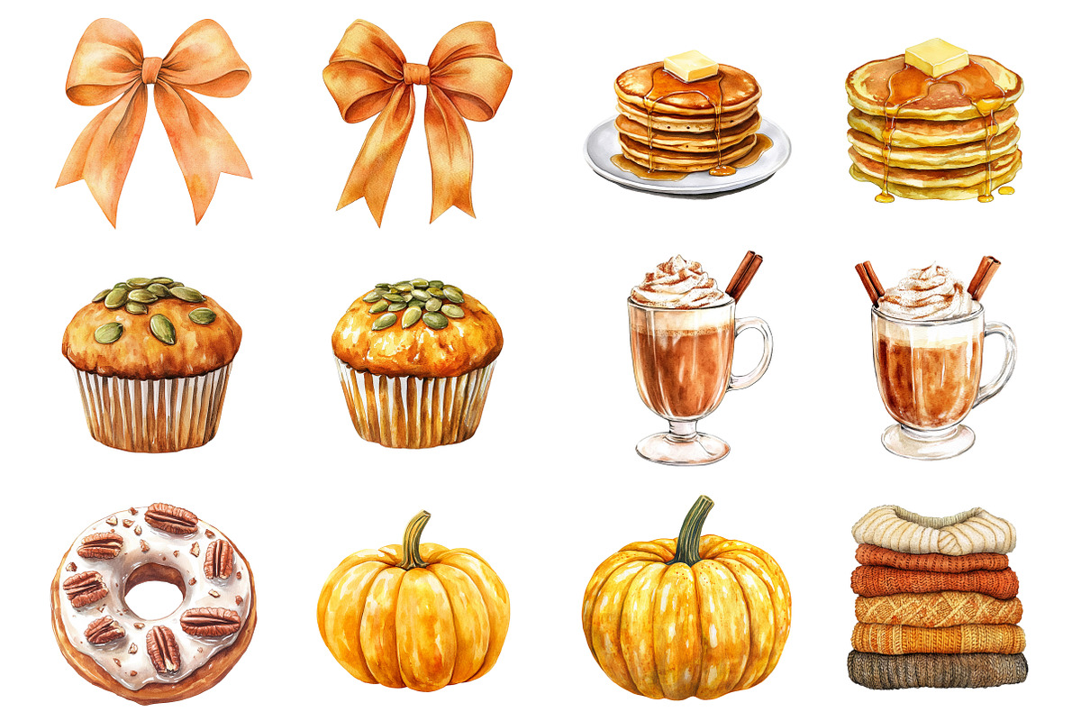 Watercolor Pumpkin Patch Clipart, a Seasonal Illustration by CitraGraphics (Photo 3 of 7)