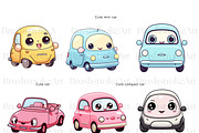 Cute Car Clipart, Yellow Car, Kawaii, a Transportation Illustration by BrushstrokeArtGB (Thumbnail 2 of 9)