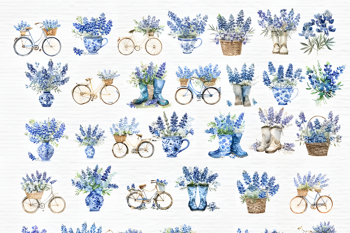 Watercolor bluebonnet clipart, a Decorative Illustration by Invite to Clipart (Photo 2 of 5)