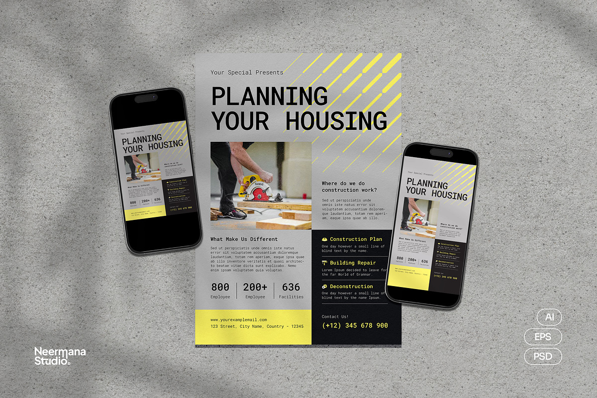 Gray Construction Service Flyer, a Flyer Template by Neermana (Photo 1 of 4)