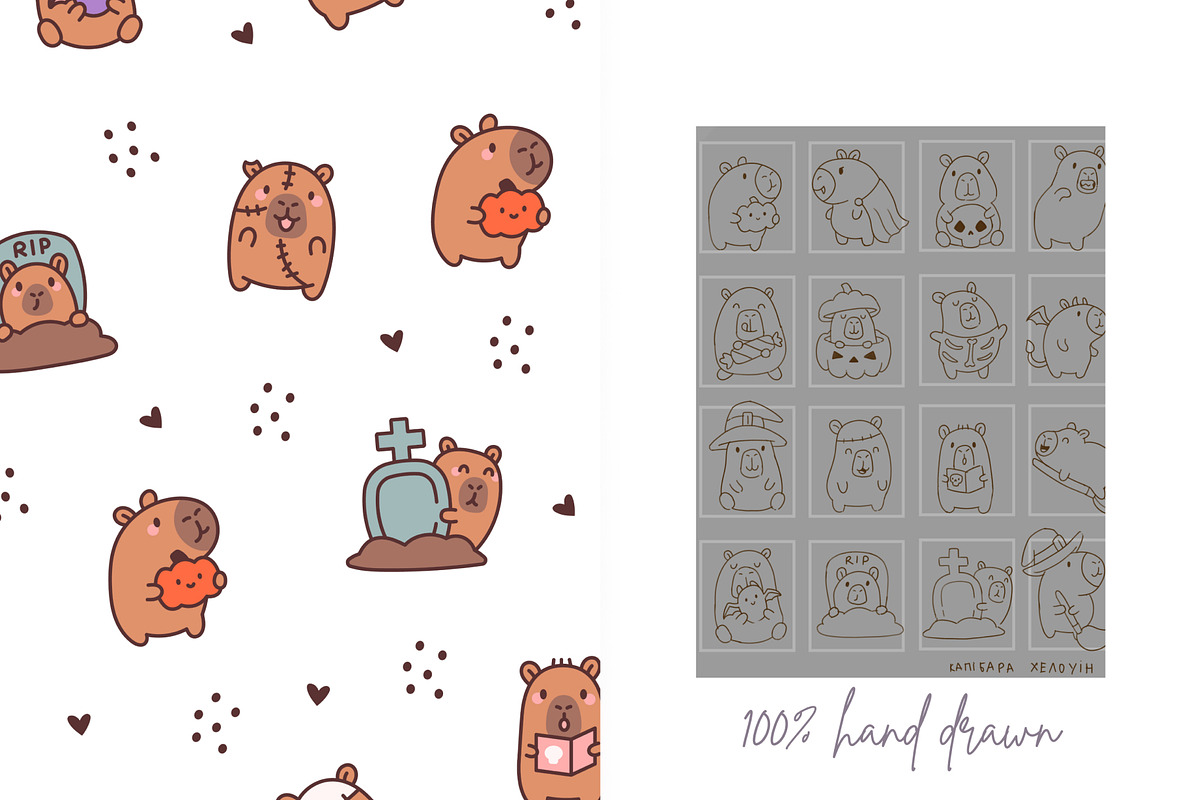 Capybara Halloween Patterns, a Pattern Graphic by Palau (Photo 8 of 9)