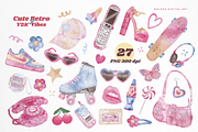 Y2k Retro Watercolor Clipart bundle, a Technology Illustration by Balada Digital Art (Thumbnail 2 of 16)