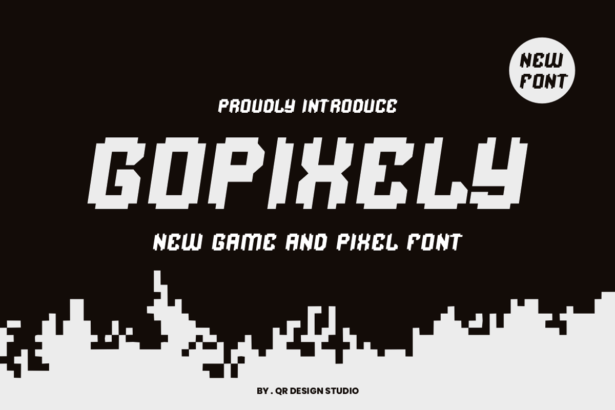 Gopixely - Game & Pixel Font, a Sans Serif Font by QR Design Studio (Photo 1 of 6)