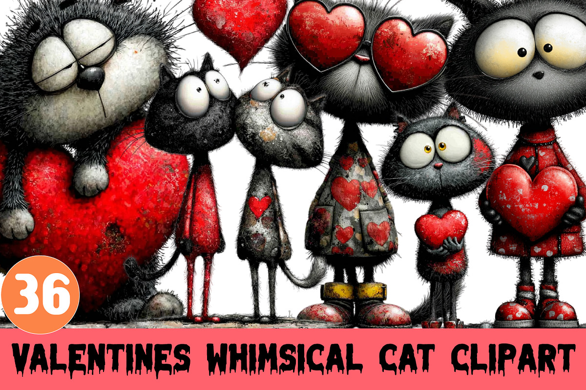 Valentines Whimsical Cat Clipart, a Graphic by CitraGraphics (Photo 1 of 5)