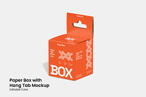 Paper Box With Hang Tab Mockup