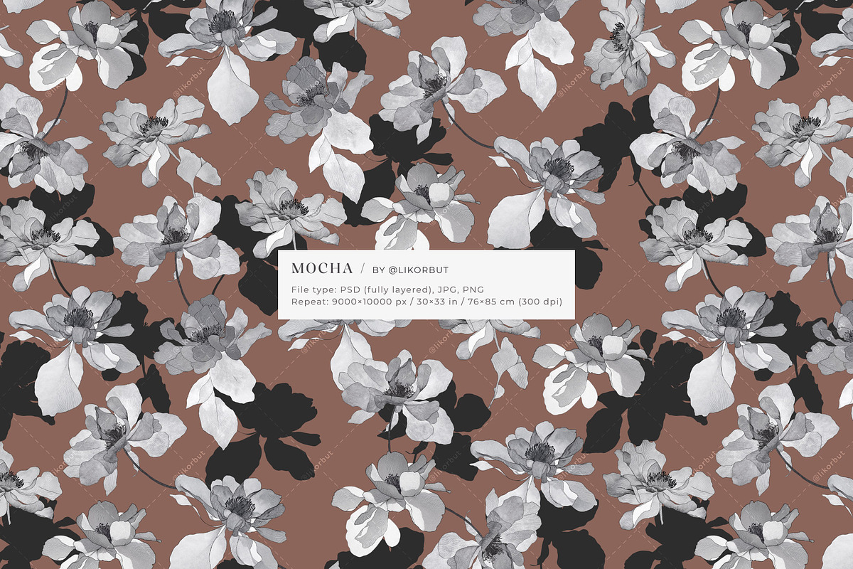 Dark Academia Floral Pattern, a Pattern Graphic by likorbut (Photo 9 of 12)