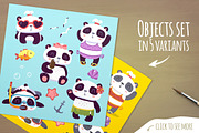 NEW Cartoon panda set 3 (+BONUS), an Animal Illustration by SunnyWS (Thumbnail 2 of 6)