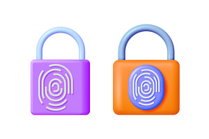 Two vector 3d padlocks with, a Technology Illustration by Abscent
