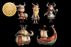 Cute Viking Life Clipart Set