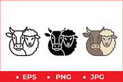 Cow and Sheep Vector Icon Graphic, a Solid Icon by Artonix (Thumbnail 1 of 2)